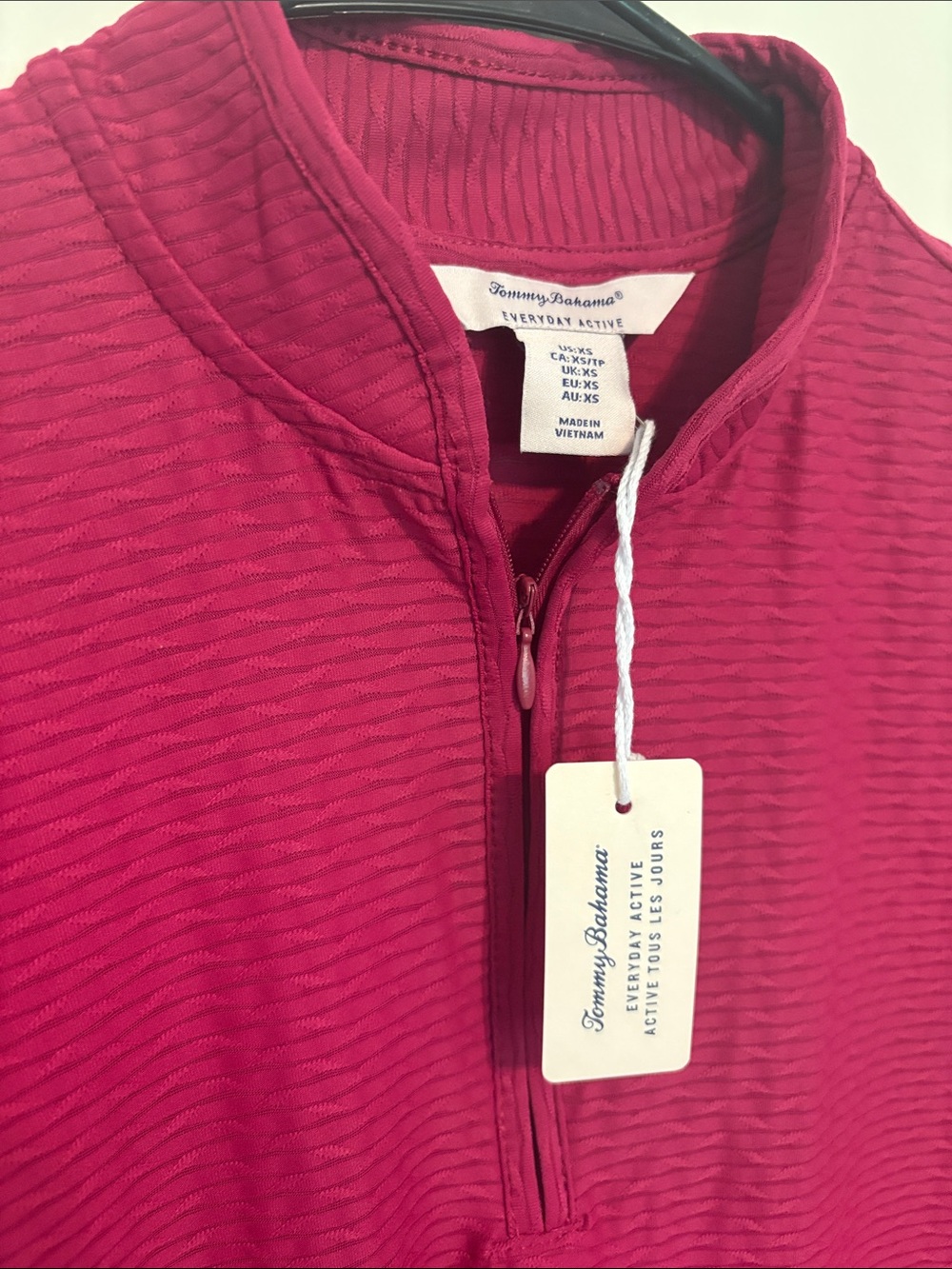 Tommy Bahama Berry Quarter-Zip Textured Long Sleeve Top - Picture 3 of 6